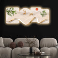 Golden Deer Meadow Crystal Glass Backlit LED Wall Art