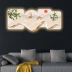 Golden Deer Meadow Crystal Glass Backlit LED Wall Art