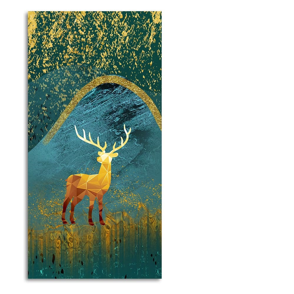 Golden Deer Modern Abstract Art Premium Canvas Wall Painting