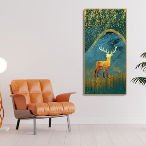 Golden Deer Modern Abstract Art Premium Canvas Wall Painting