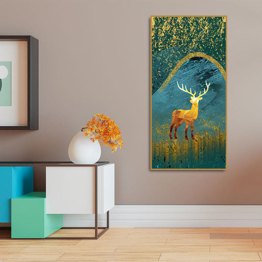 Golden Deer Modern Abstract Art Premium Canvas Wall Painting