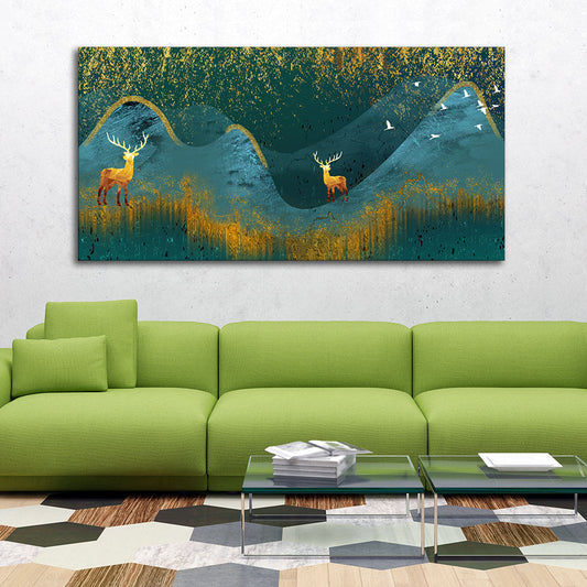 Golden Deer Modern Abstract Art Wall Painting