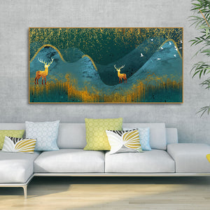 Golden Deer Modern Abstract Art Wall Painting