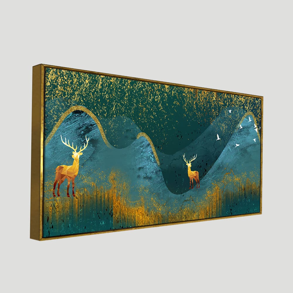 Golden Deer Modern Abstract Art Wall Painting