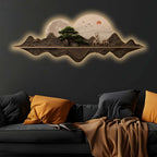 Golden Deer Moon Valley Premium Crystal Glass Backlit LED Painting