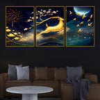 golden-deer-runs-beneath-the-moonlight-floating-frame-crystal-wall-painting-set-of-3