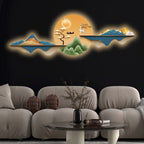 Golden Deer Sunrise Landscape Premium Crystal Glass Backlit LED Painting