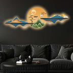 Golden Deer Sunrise Landscape Premium Crystal Glass Backlit LED Painting