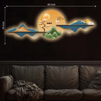 Golden Deer Sunrise Landscape Premium Crystal Glass Backlit LED Painting