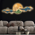 Golden Deer Sunrise Landscape Premium Crystal Glass Backlit LED Wall Art
