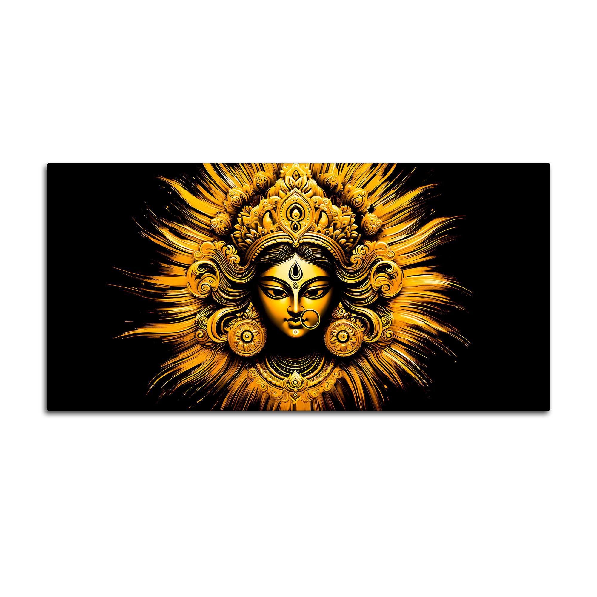 Golden Divine Goddess Durga Wall Painting