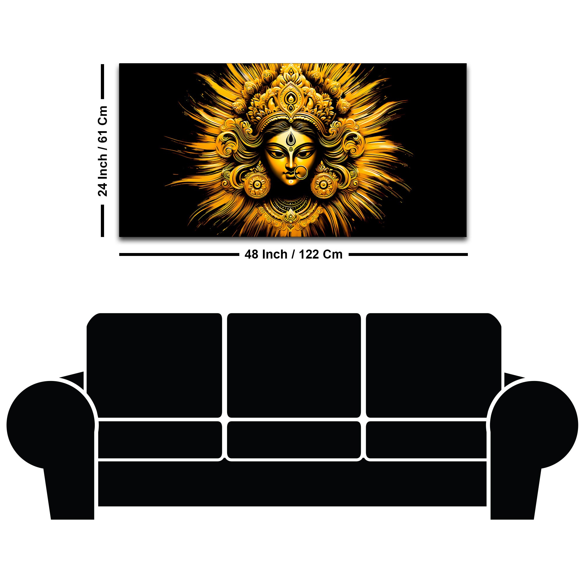 Golden Divine Goddess Durga Wall Painting