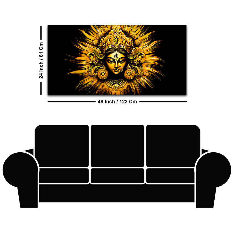 Golden Divine Goddess Durga Wall Painting