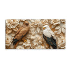 Golden Eagle & Bald Eagle Floral Harmony 3D Canvas Wall Painting