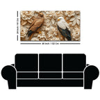 Golden Eagle & Bald Eagle Floral Harmony 3D Canvas Wall Painting
