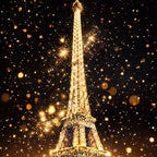 Golden Eiffel Tower Floating Frame Crystal Wall Painting