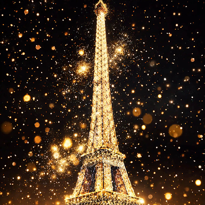 Golden Eiffel Tower Floating Frame Crystal Wall Painting