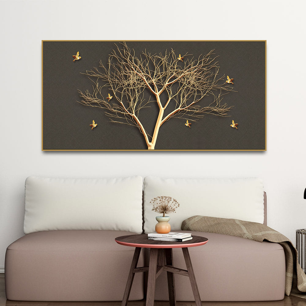 Golden Birds Wall Painting