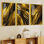 Golden Essence Infinite Gilding Acrylic Floating Wall Painting Set of 3
