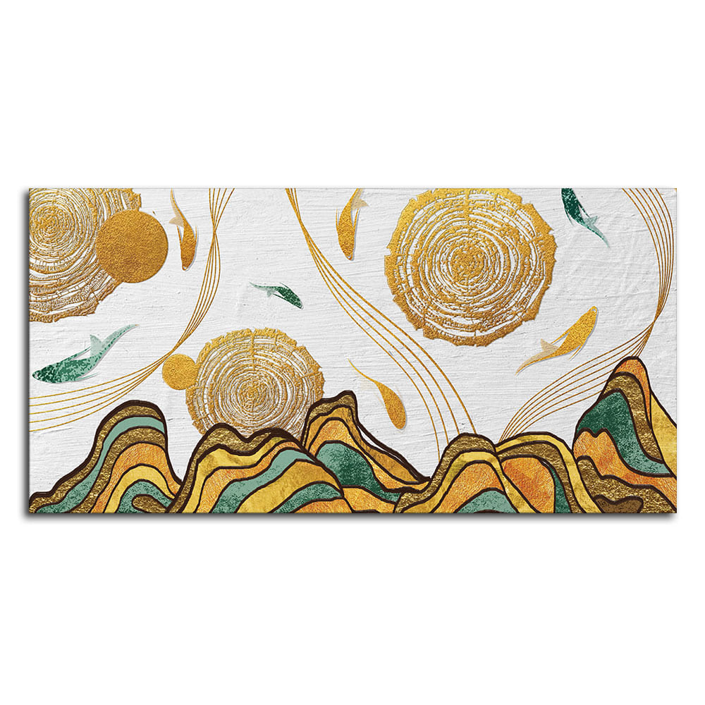 Golden Fish Abstract Premium Canvas Wall Art Painting