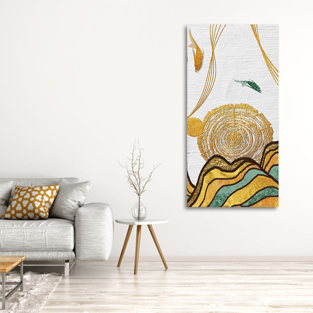 Golden Fish Abstract Premium Wall Painting