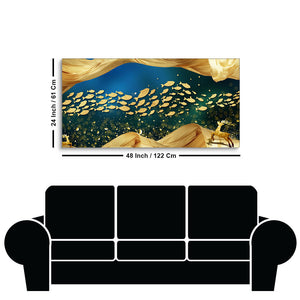 Golden Fishes in the ocean premium Canvas Wall Painting