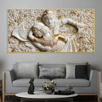 Golden Floral Radha Krishna 3D Canvas Wall Painting