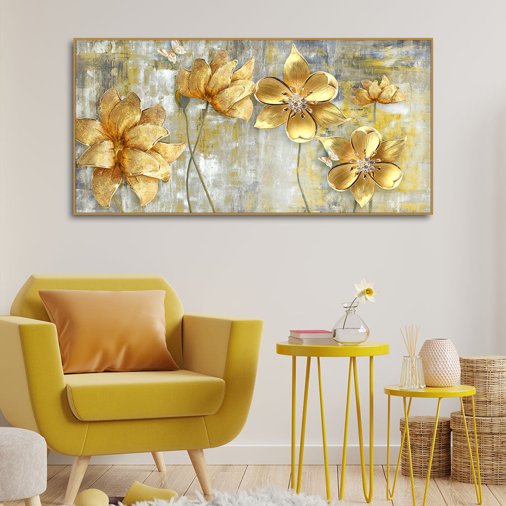 Golden Abstract Flowers