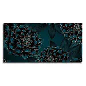 Golden Flowers Dahlia and Leaves Wall Painting