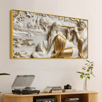 Golden Flute of Krishna with Radha 3D Canvas Wall Painting