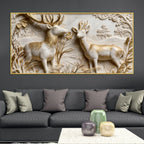 Golden Forest Deer 3D Canvas Wall Painting
