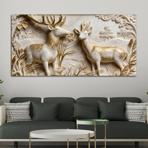 Golden Forest Deer 3D Canvas Wall Painting