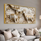 Golden Forest Deer 3D Canvas Wall Painting