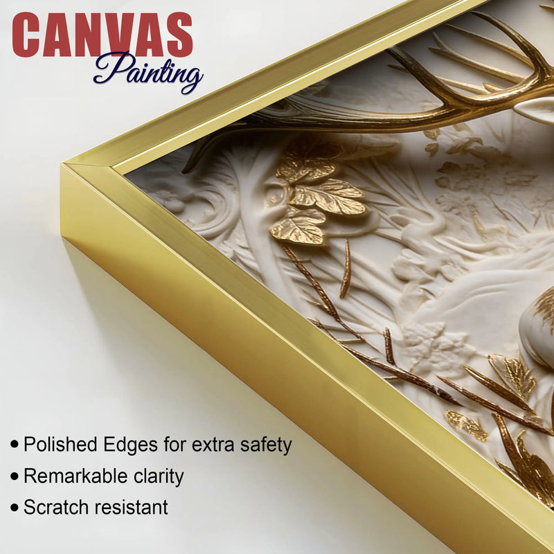 Golden Forest Deer 3D Canvas Wall Painting
