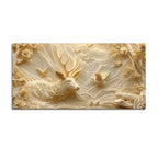 Golden Forest Deer with Flying Doves Luxury 3D Canvas Wall Painting