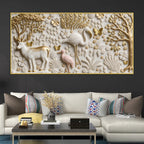 Golden Forest Wildlife 3D Canvas Wall Painting