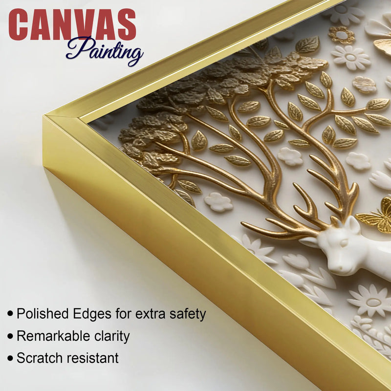 Golden Forest Wildlife 3D Canvas Wall Painting