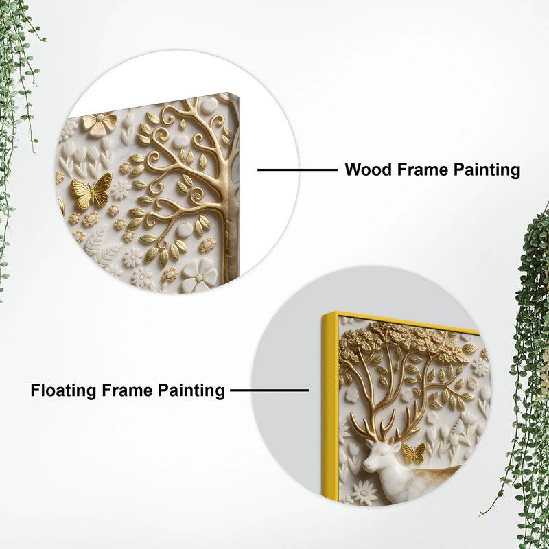 Golden Forest Wildlife 3D Canvas Wall Painting