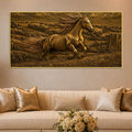 Golden Galloping Horse in Nature Metallic Look 3D Canvas Painting