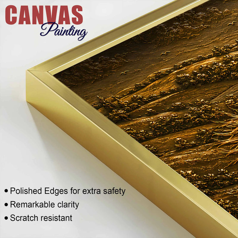 Golden Galloping Horse in Nature Metallic Look 3D Canvas Painting