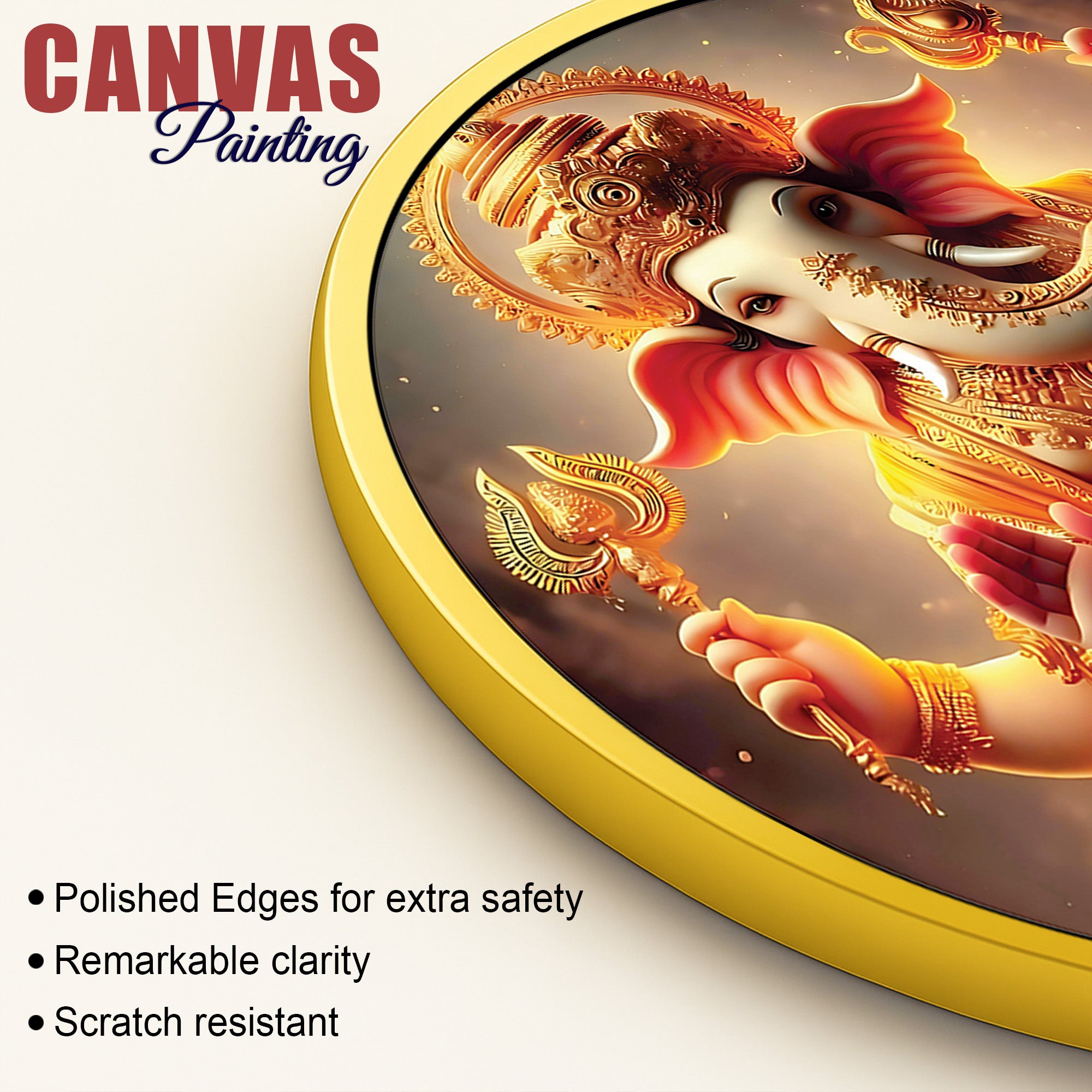 Golden Ganesh Ji Canvas Painting