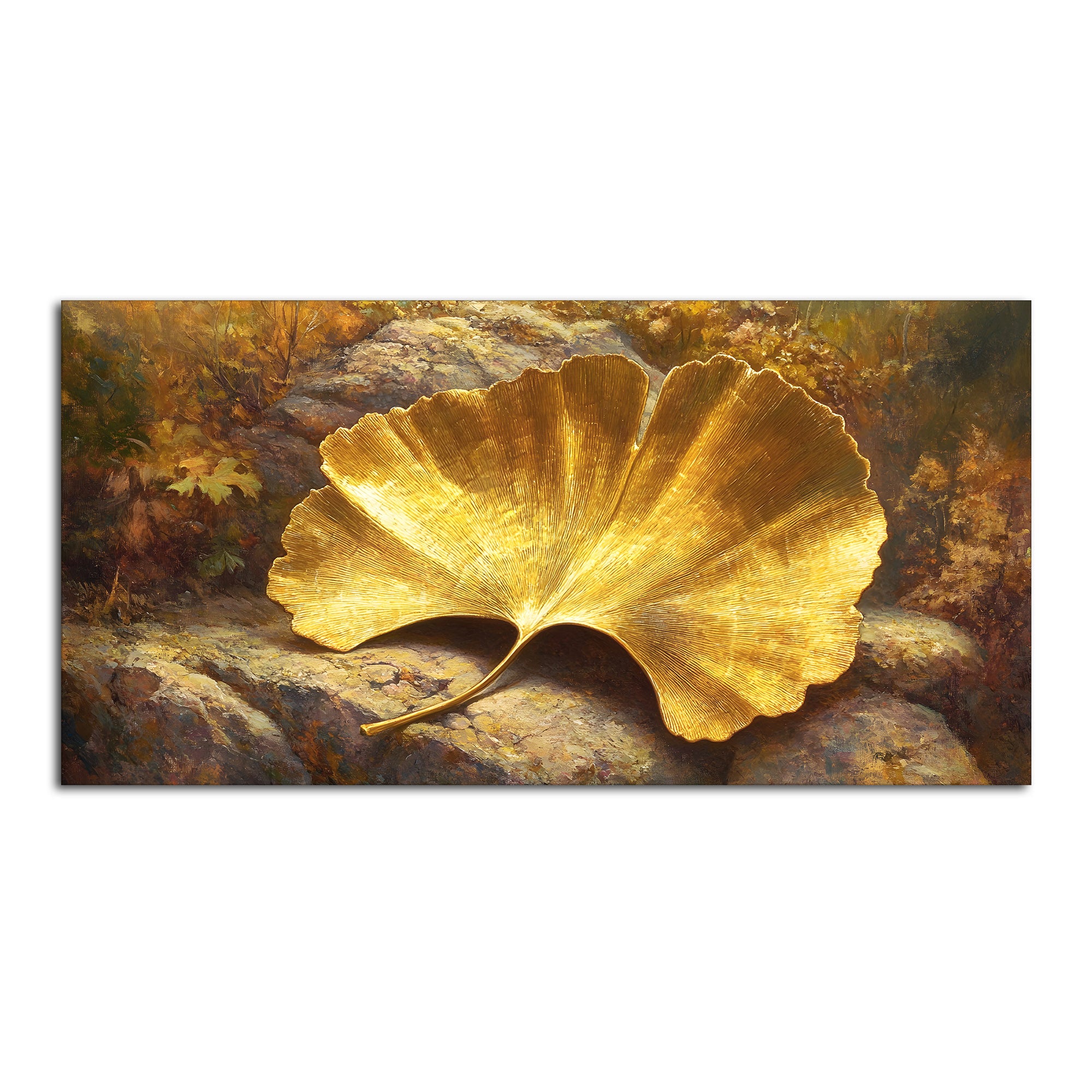 Golden Ginkgo Leaf Art Canvas Wooden Wall Painting