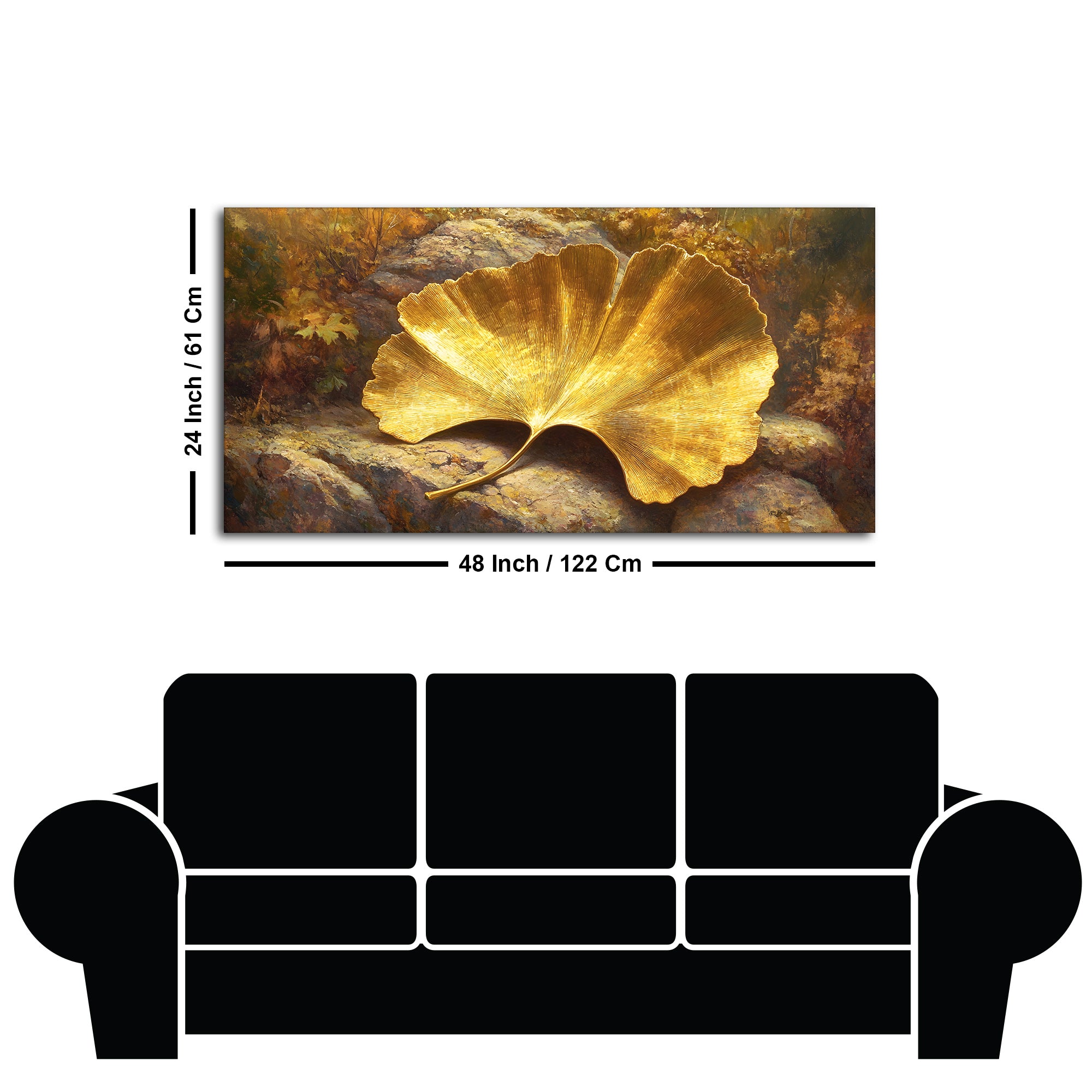 Golden Ginkgo Leaf Art Canvas Wooden Wall Painting