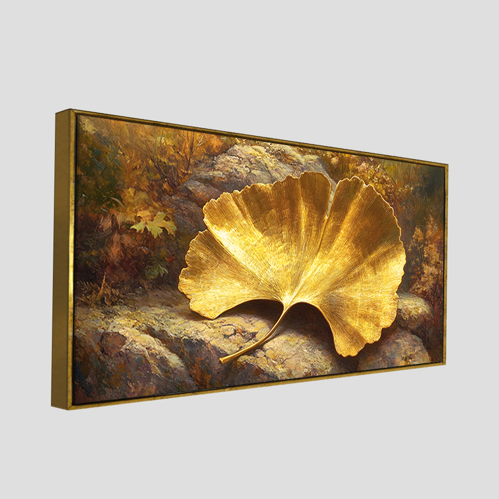 Golden Ginkgo Leaf Art Canvas Wooden Wall Painting