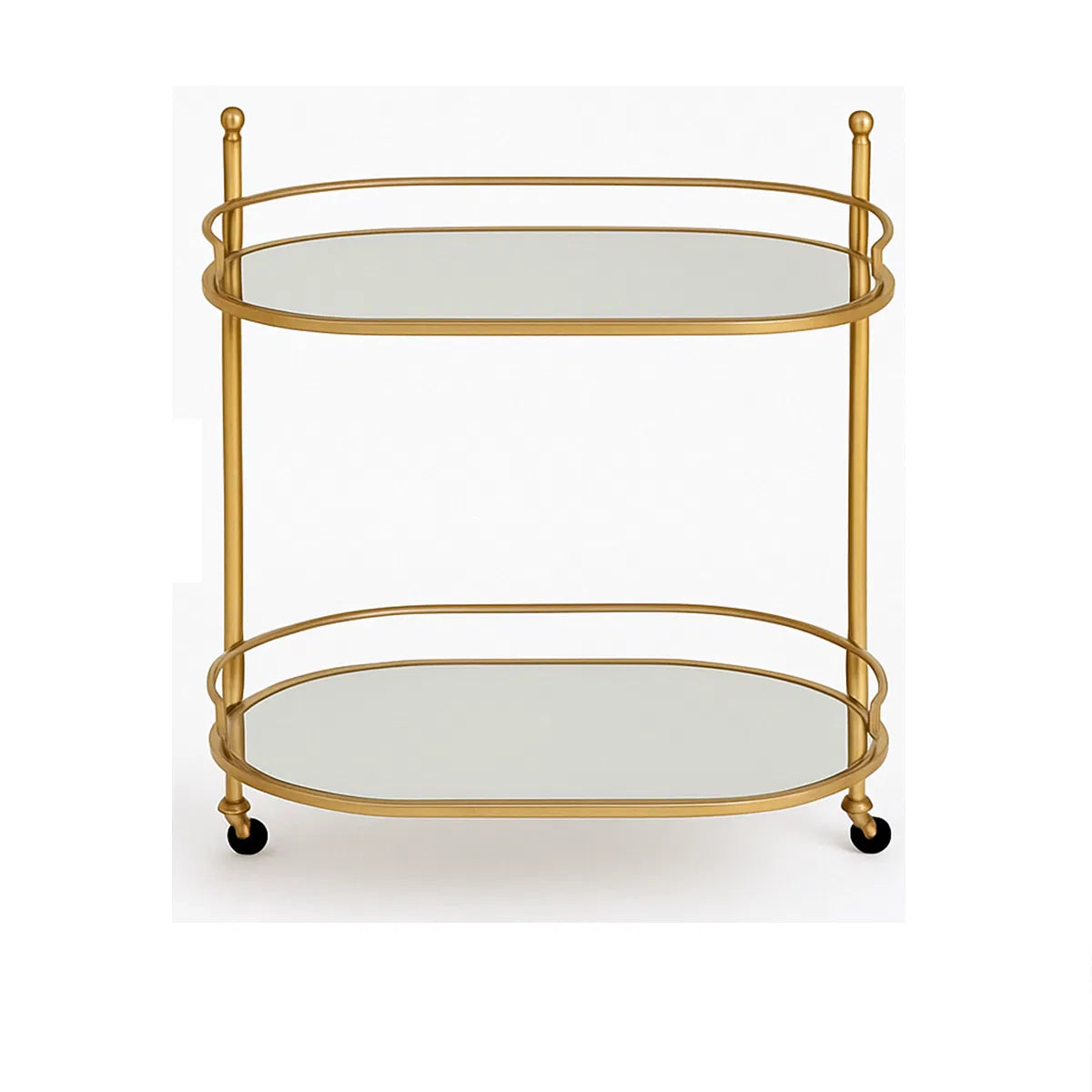 Golden Glamour Oval Drinks Trolley with Mirrored Elegance