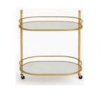 Golden Glamour Oval Drinks Trolley with Mirrored Elegance