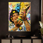 Golden Glory: The King’s Triumph Cotton Canvas Wall Painting