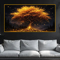 Golden Glow Tree Crystal Glass Painting for Modern Luxury Decor