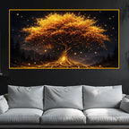 Golden Glow Tree Crystal Glass Painting for Modern Luxury Decor