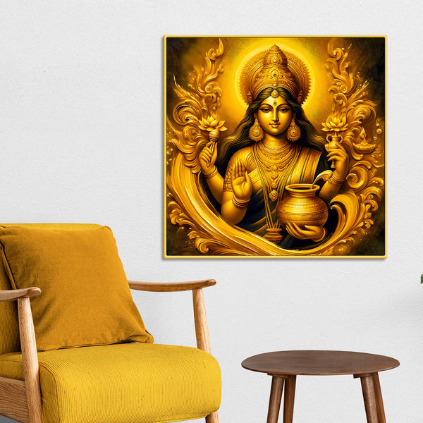 Golden Goddess Lakshmi Premium Wall Painting